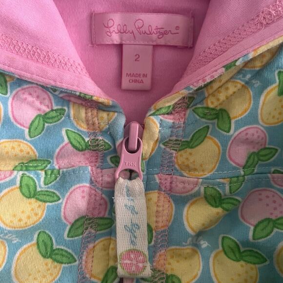 Lilly Pulitzer, Toddler Girls Zip Hoodie Jacket, Citrus Print & Light Blue, 2T - Picture 7 of 15